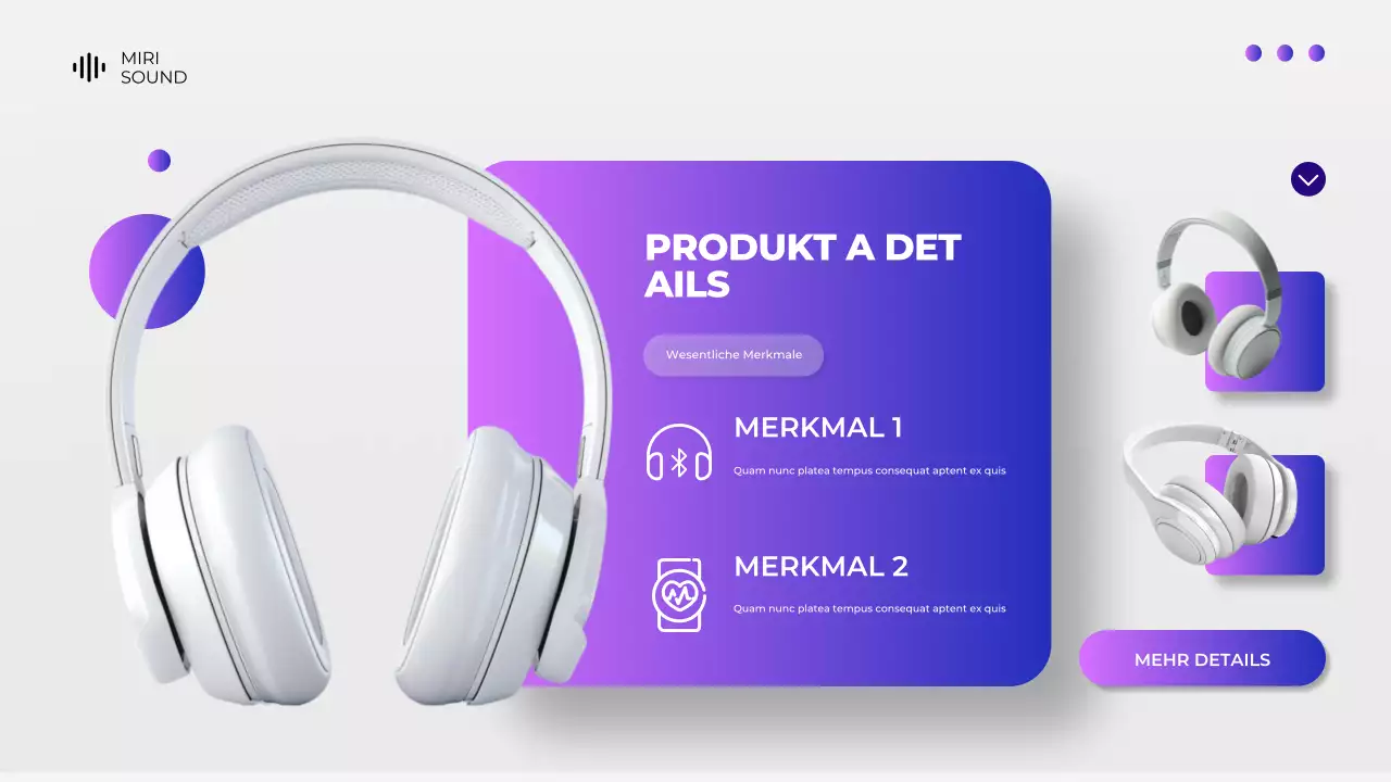 Präsentation des Produktkatalogs für digitale Geräte in Grau und Lila