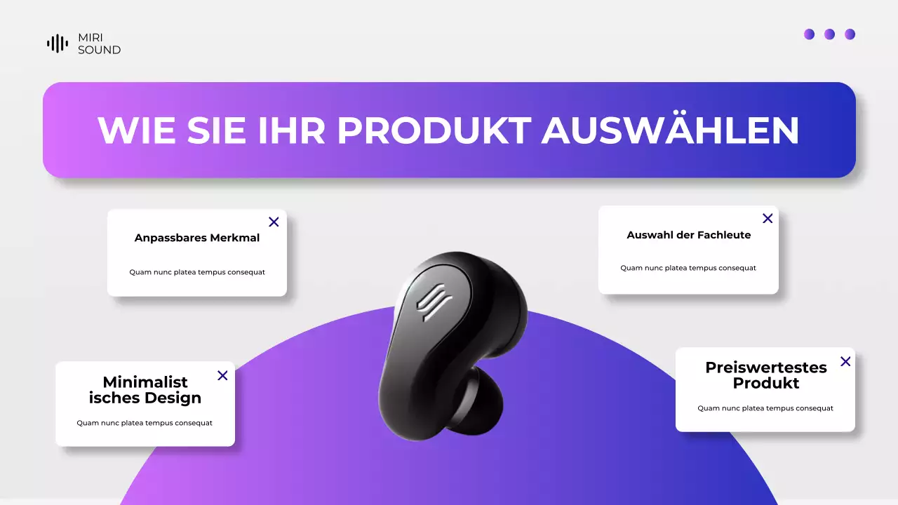 Präsentation des Produktkatalogs für digitale Geräte in Grau und Lila