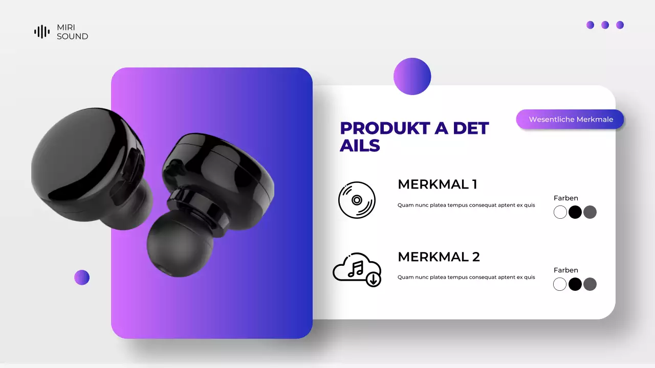 Präsentation des Produktkatalogs für digitale Geräte in Grau und Lila