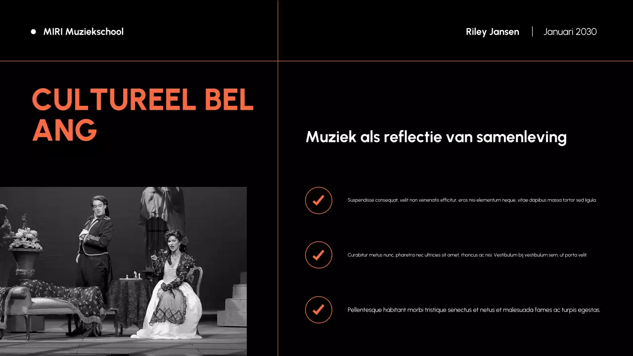 Oranje en zwart Moderne Muziekgeschiedenis