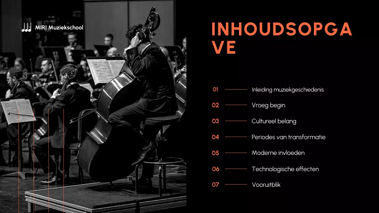 Oranje en zwart Moderne Muziekgeschiedenis