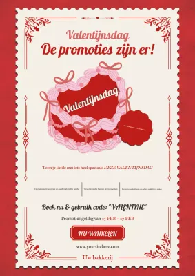 Rood en Roze Eenvoudige Vintage Kokette Valentijnsdag Sweet Promotion