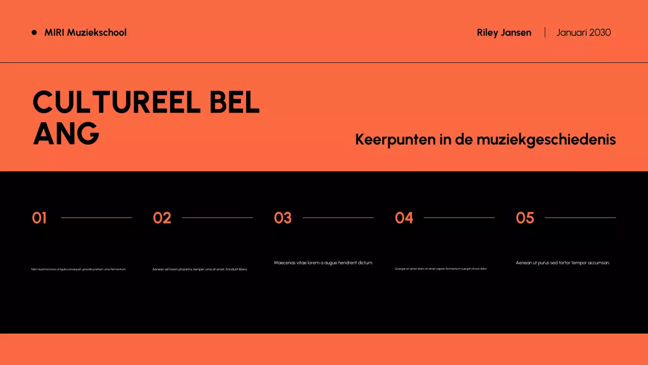 Oranje en zwart Moderne Muziekgeschiedenis
