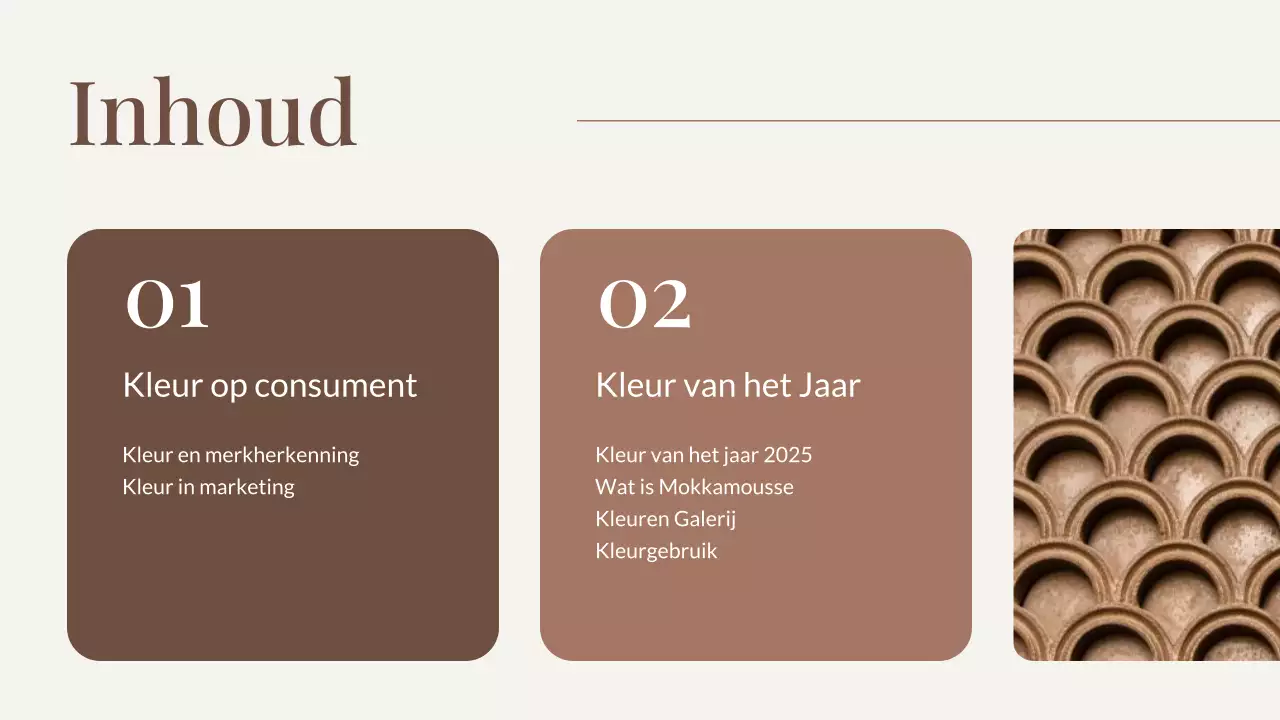 Bruine Trendkleur van het Jaar Presentatie