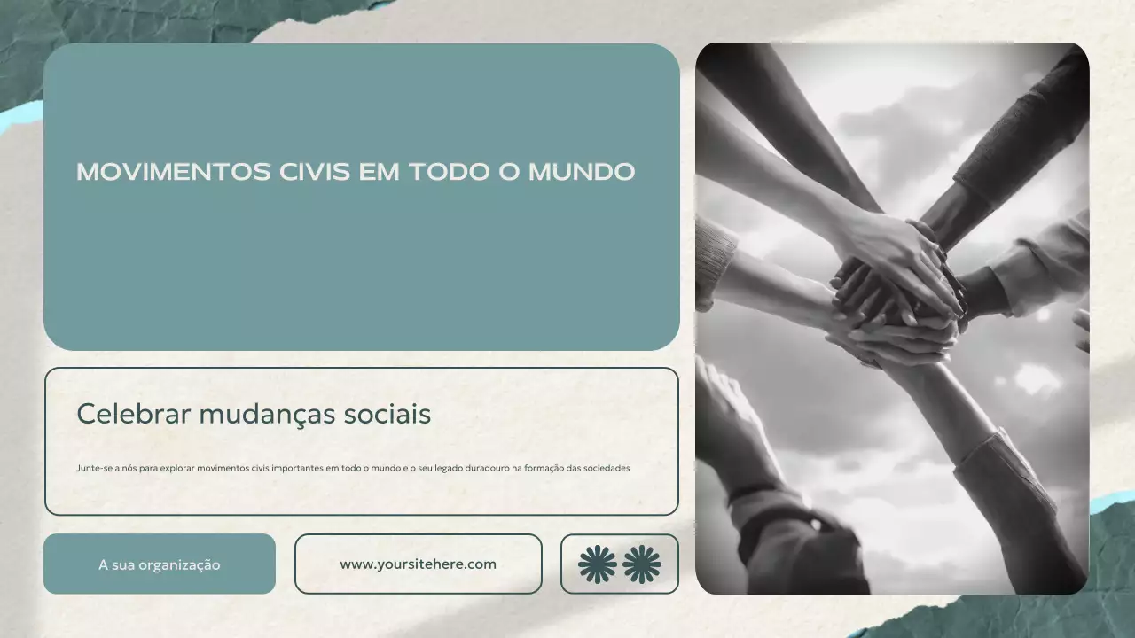 apresentação do anúncio de unidade do movimento civil moderno em azul-petróleo