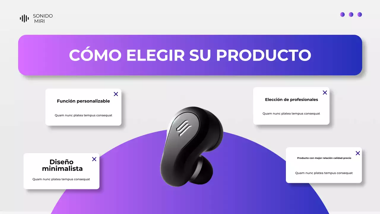 Presentación del catálogo de productos de dispositivos digitales gris y morado