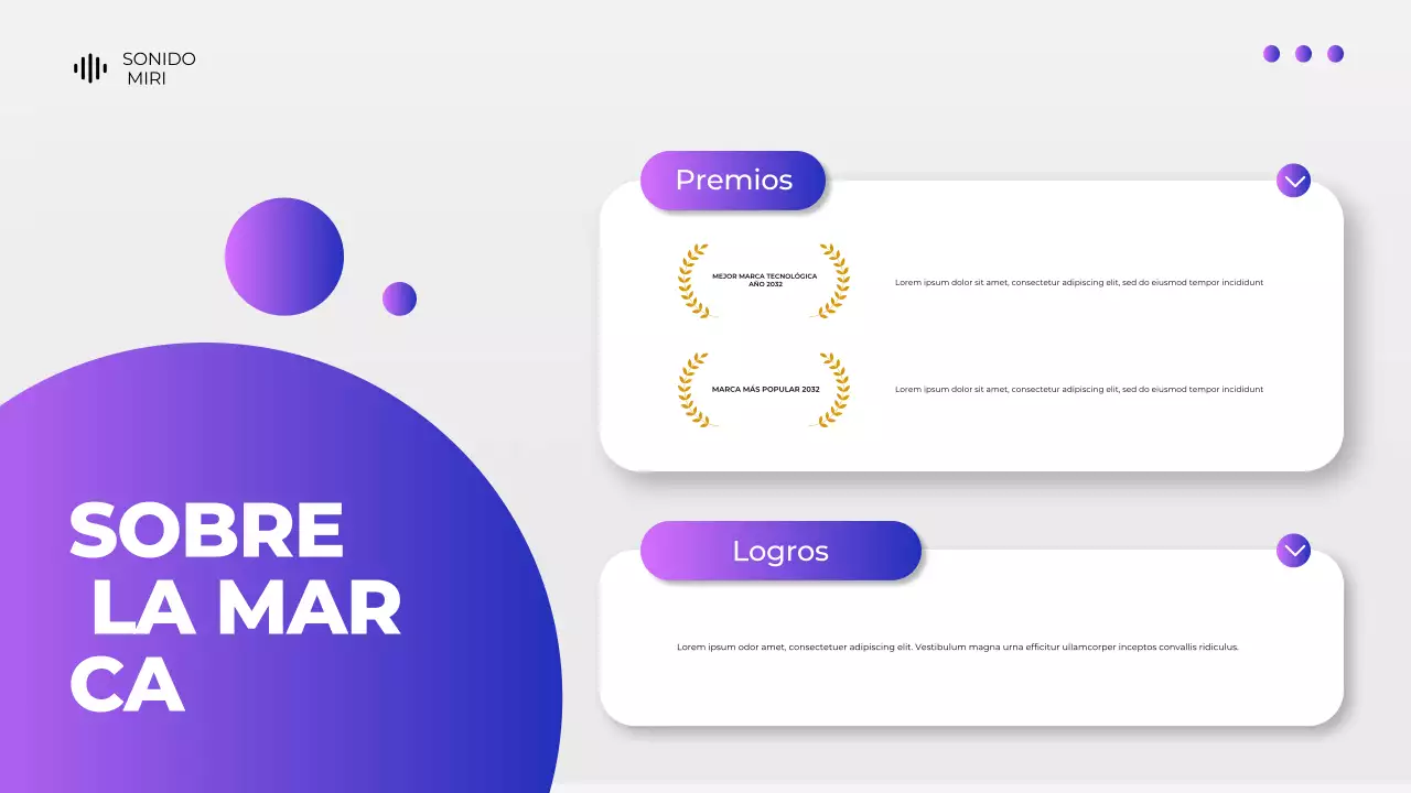 Presentación del catálogo de productos de dispositivos digitales gris y morado