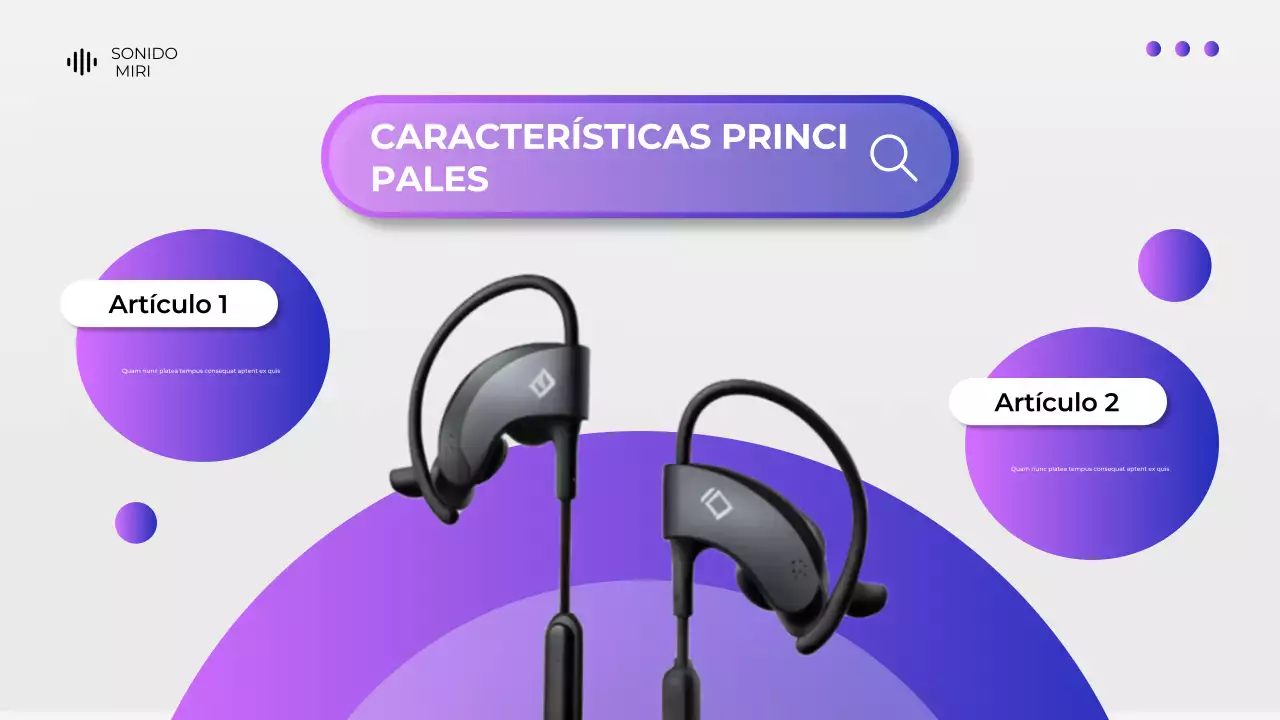 Presentación del catálogo de productos de dispositivos digitales gris y morado