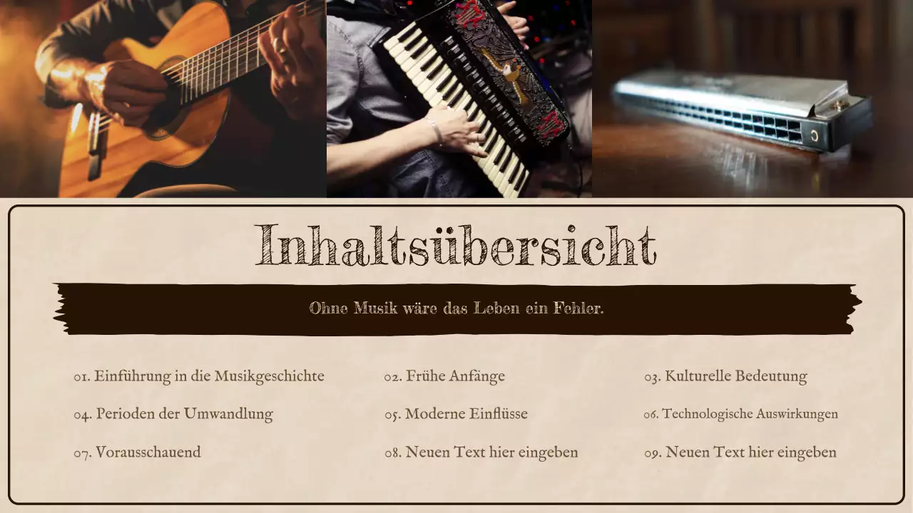Braun Rustikale Musikgeschichte Präsentation