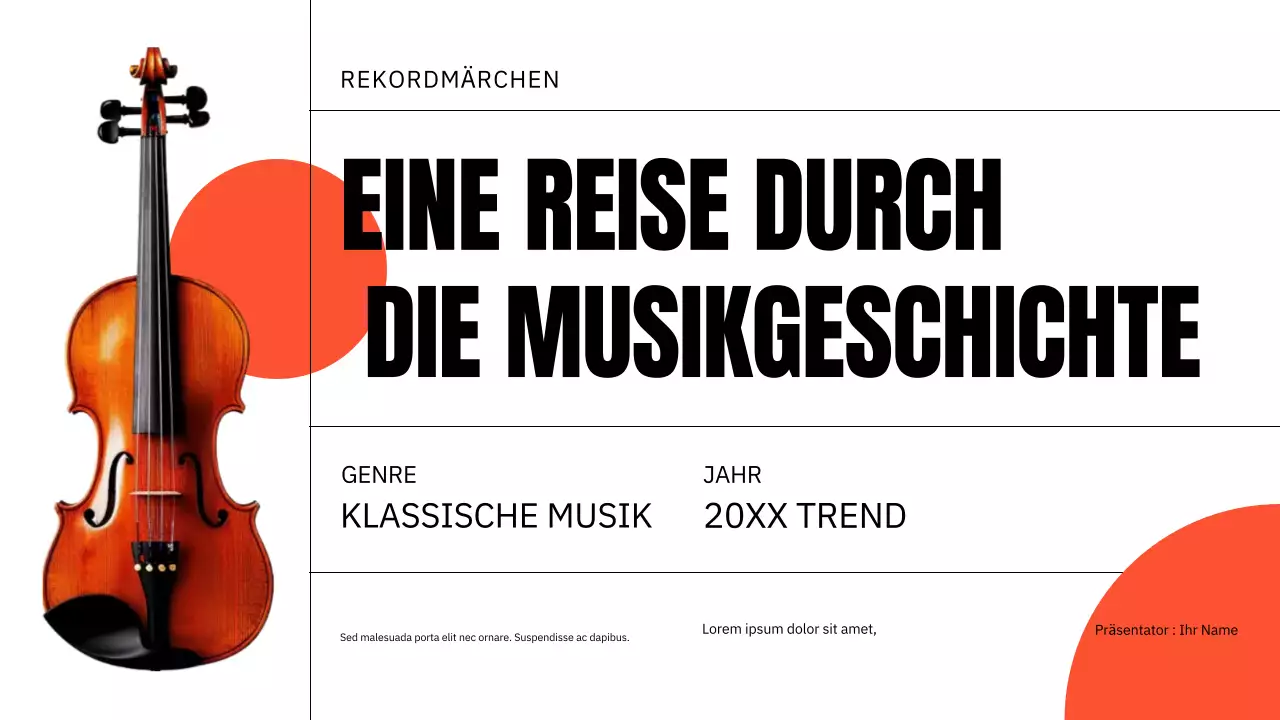 orangefarbene klassische Musikpräsentation