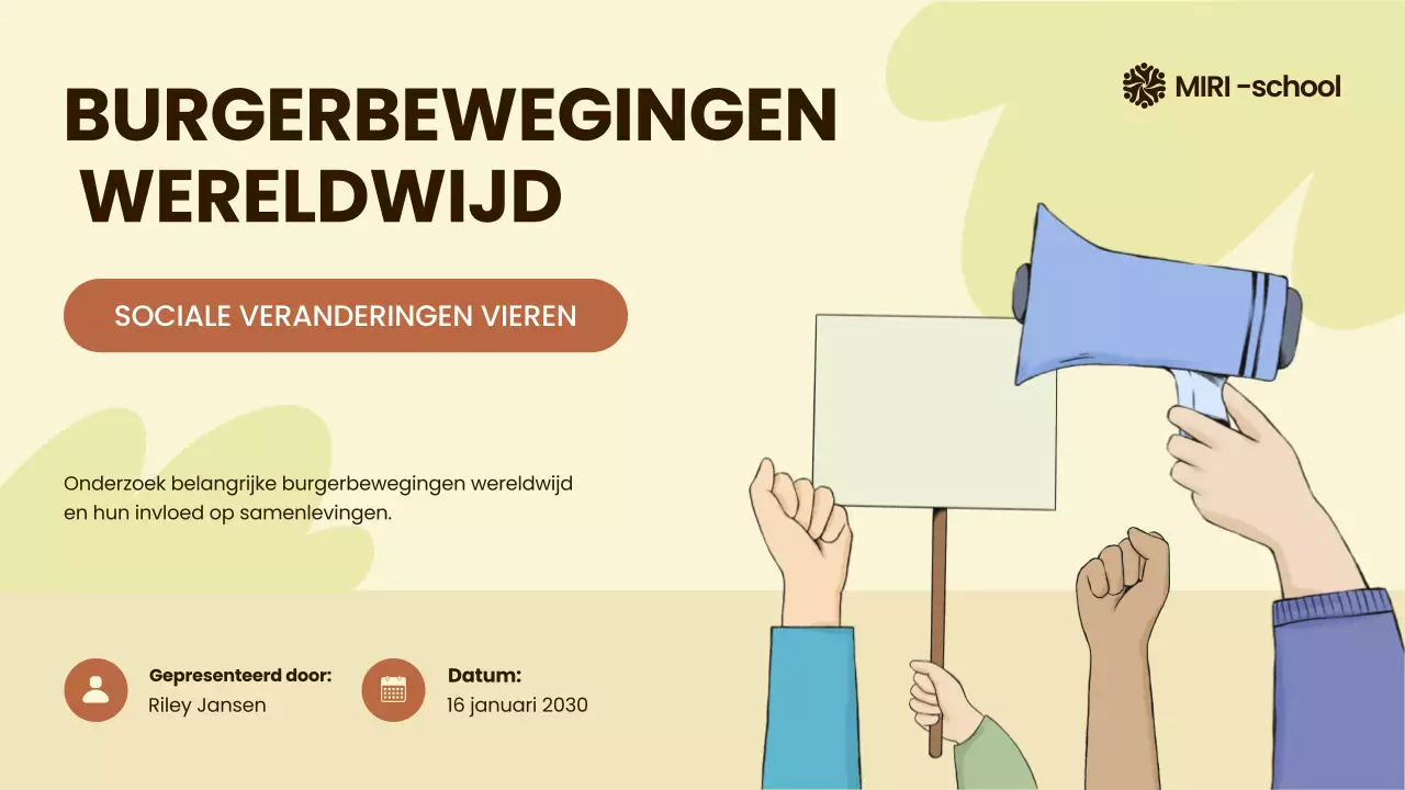 Beige en oranje moderne geïllustreerde burgerbewegingen over de hele wereld