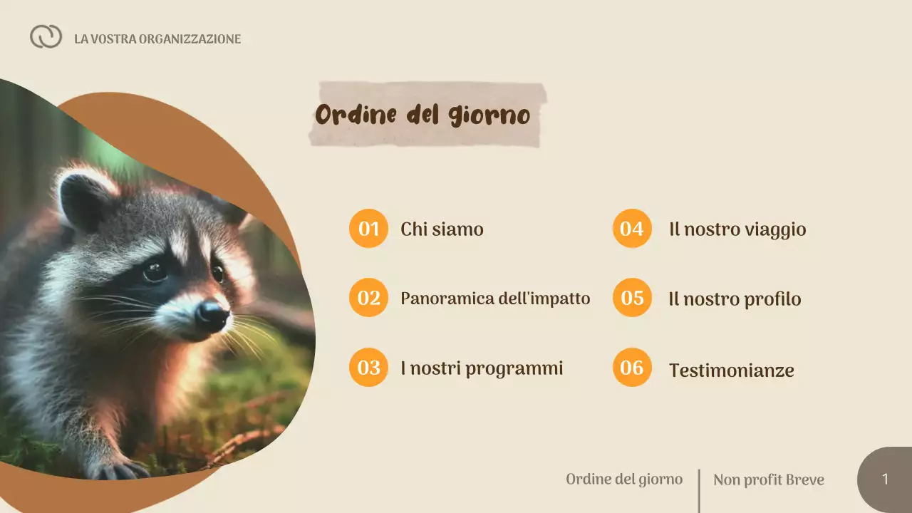 Presentazione della protezione della vita selvatica senza scopo di lucro