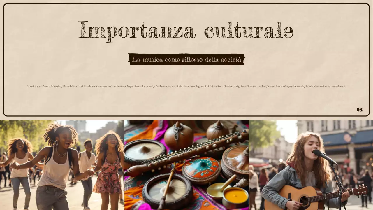 Presentazione della storia della musica rustica marrone