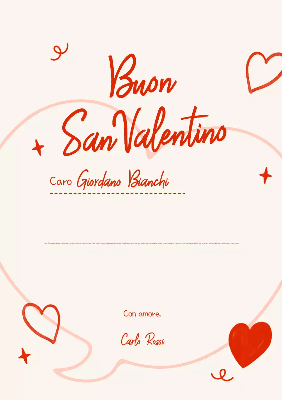 biglietto d'amore rosso elegante