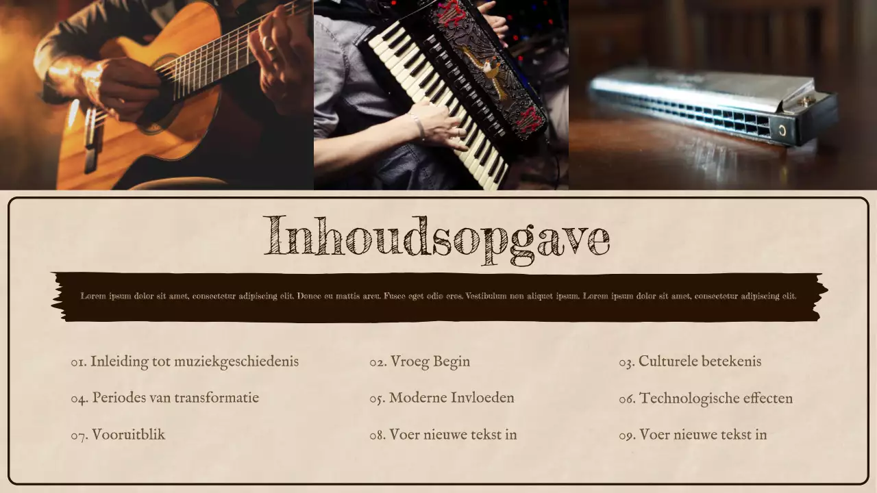 Bruin Presentatie Rustieke Muziekgeschiedenis