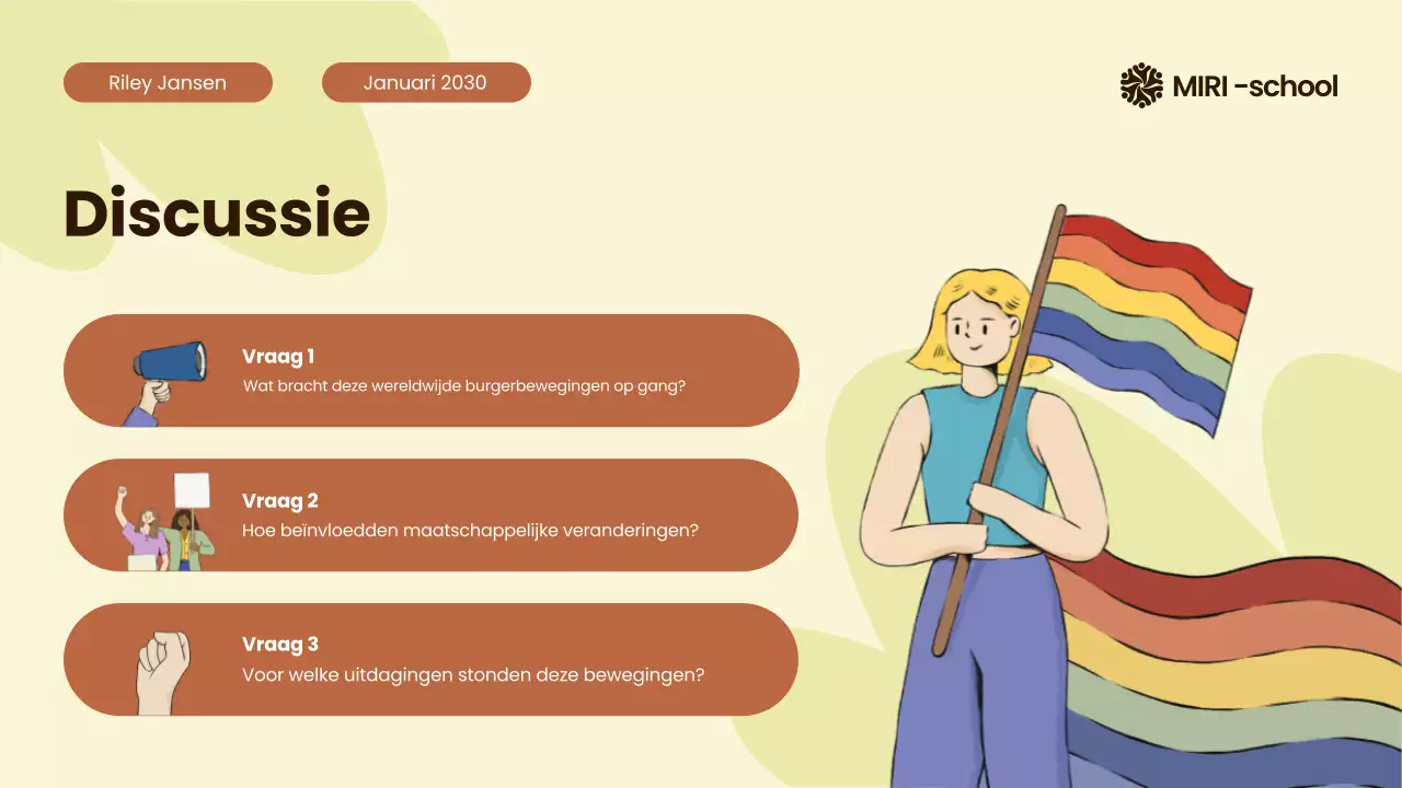 Beige en oranje moderne geïllustreerde burgerbewegingen over de hele wereld