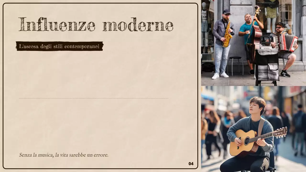 Presentazione della storia della musica rustica marrone