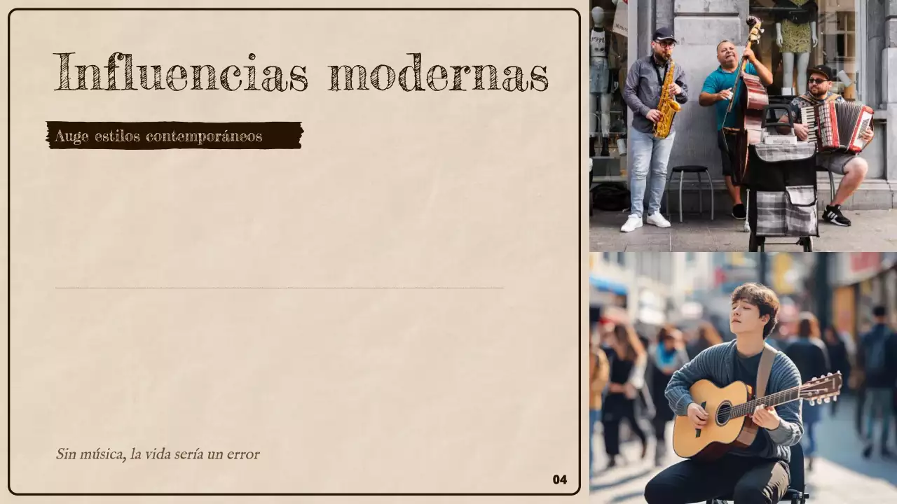 Presentación de la historia de la música rústica marrón