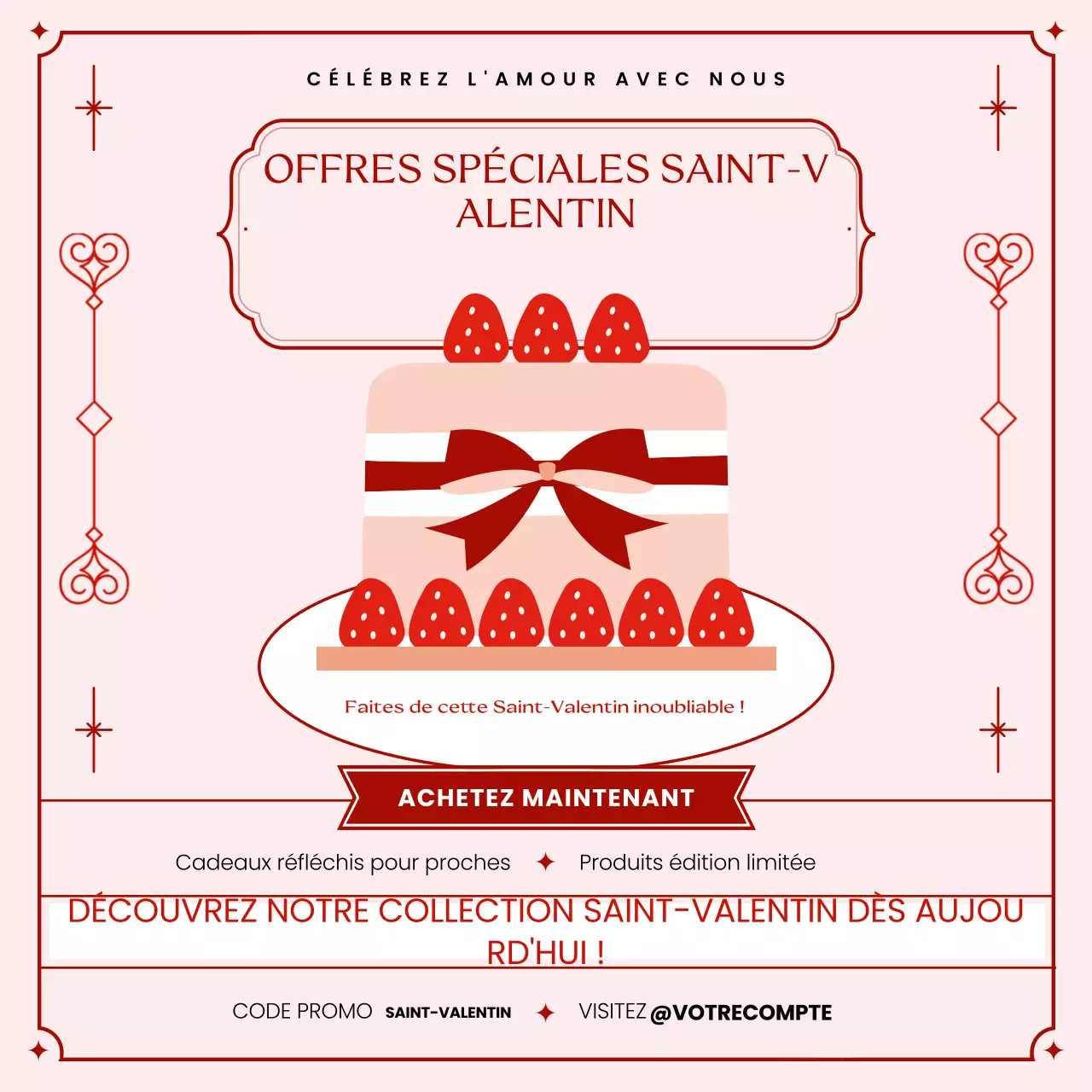 rouge élégant Promotion de la Saint-Valentin