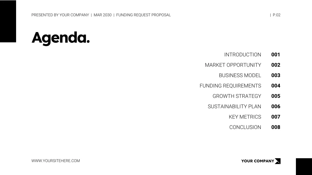 Black and White Startup Funding Proposal Presentation