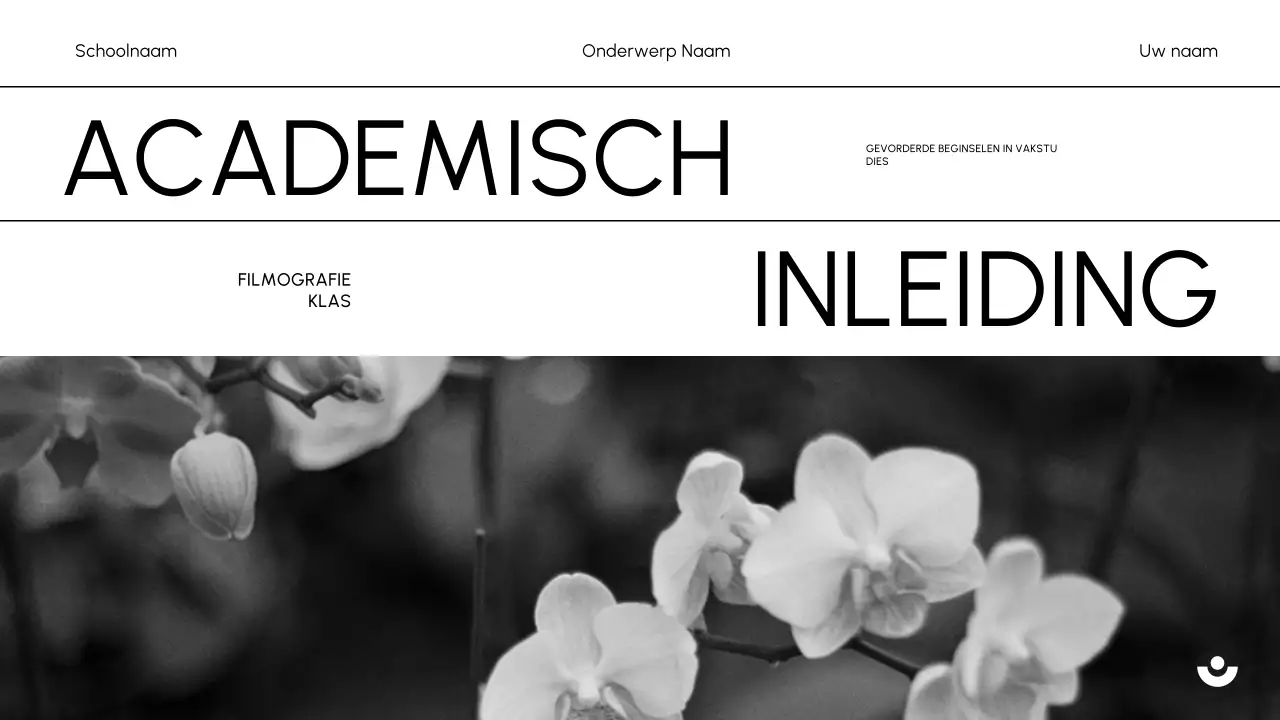 Zwart minimaal academisch introductiedocument