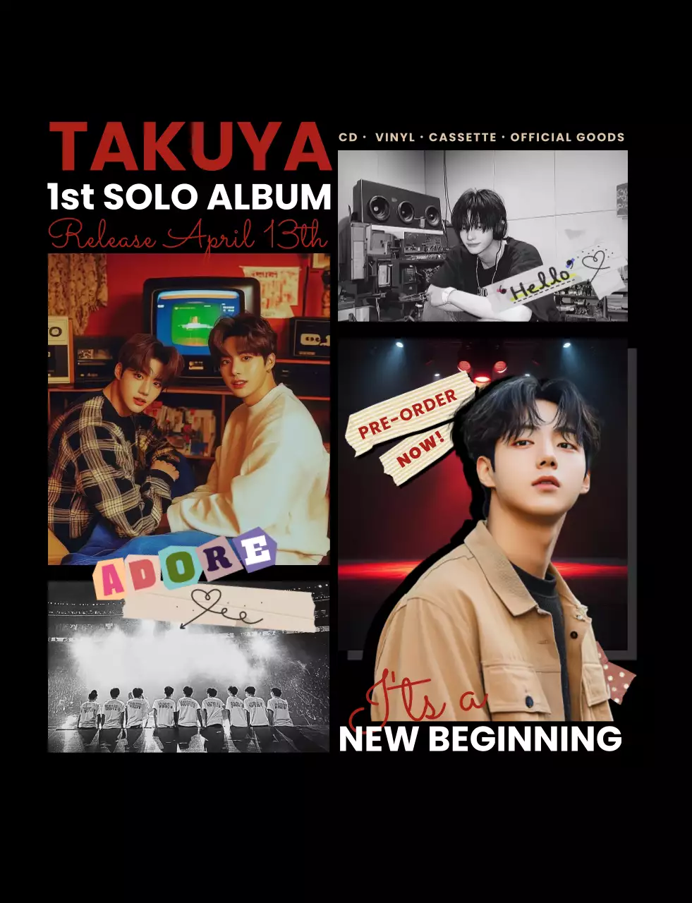 黒 赤 オシャレ アイドル 半袖ティーシャツ グッズ