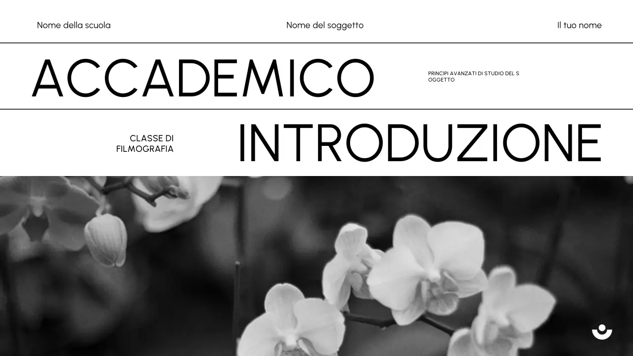 Documento di introduzione accademico minimo nero per la classe