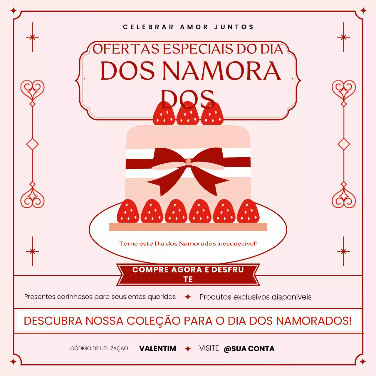 promoção Valentine vermelho elegante