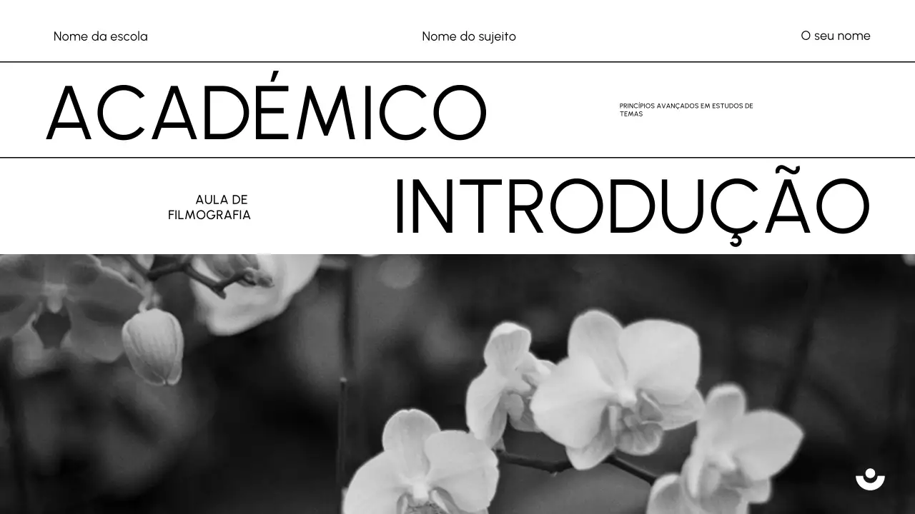 Documento académico mínimo preto de introdução à aula