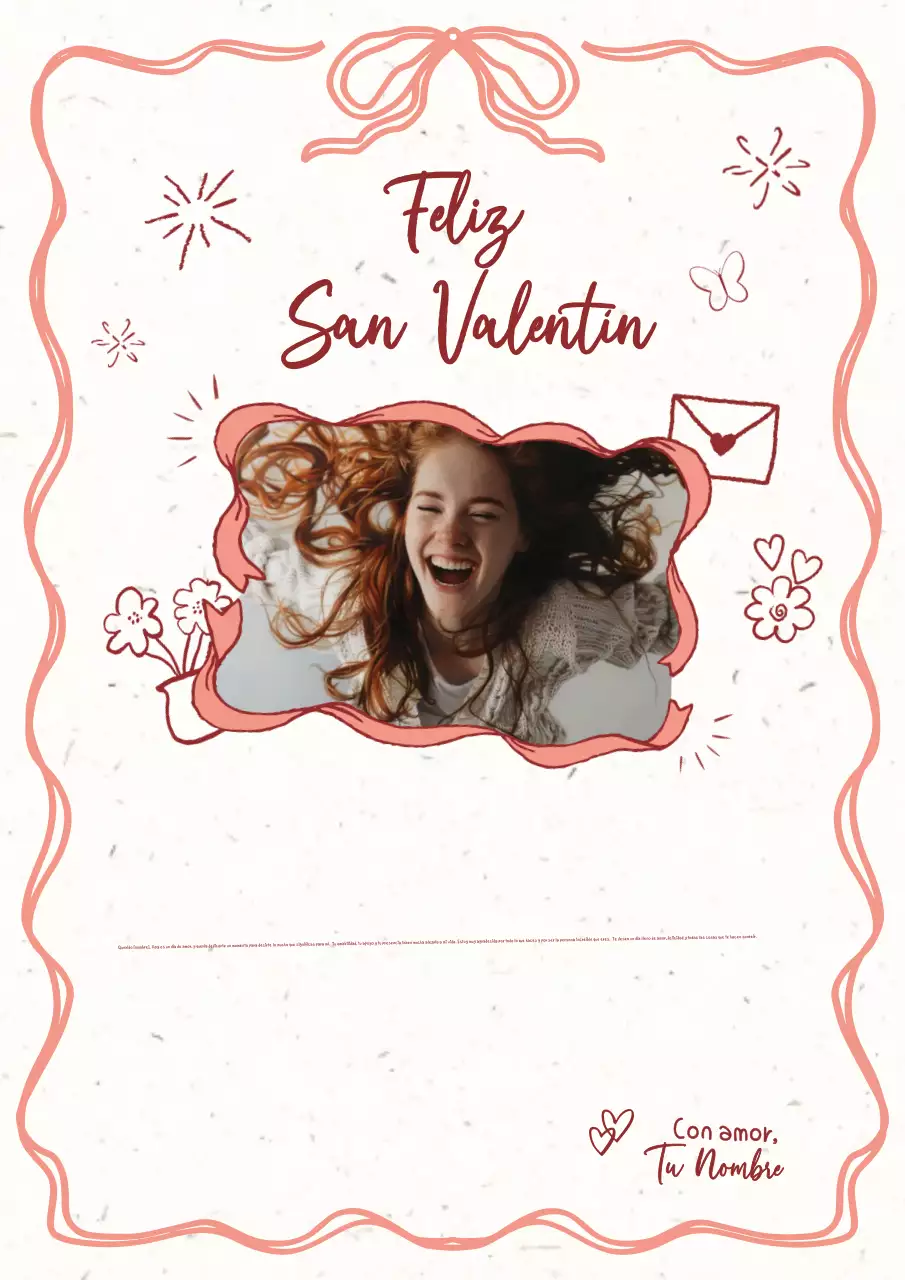 Carta de San Valentín elegante en rojo