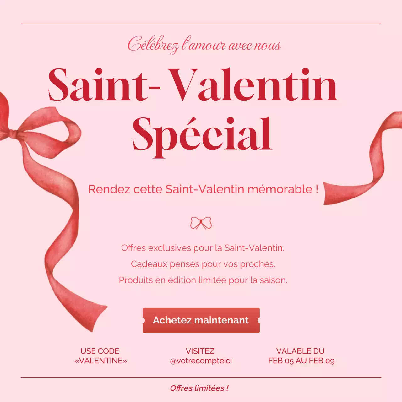 Promotion de la Saint-Valentin rose et élégante