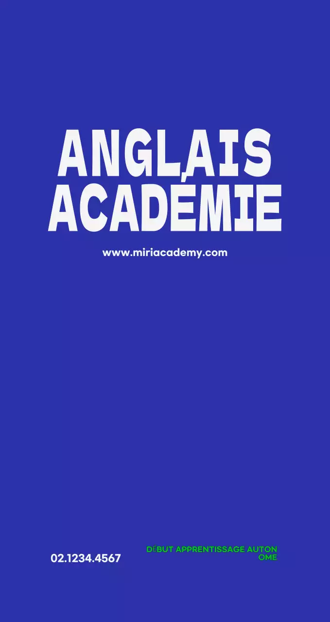 Publicité pour l'enseignement de l'anglais simple en bleu
