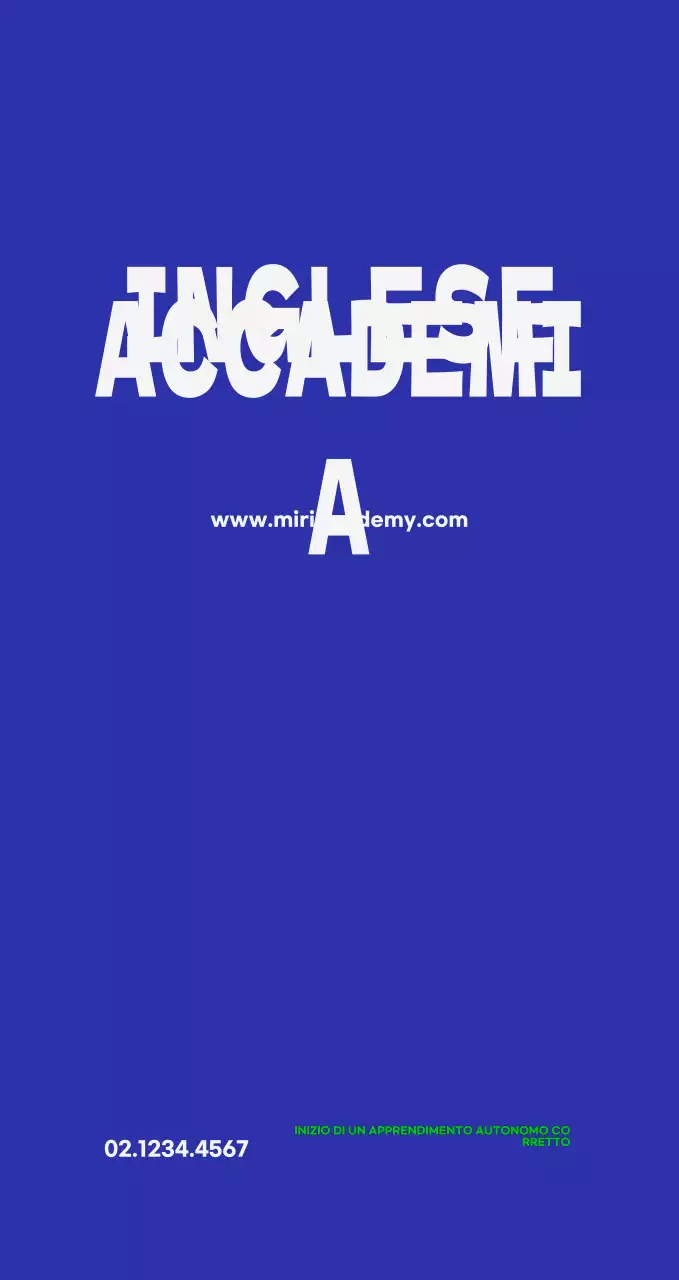 Annuncio blu per l'insegnamento dell'inglese semplice