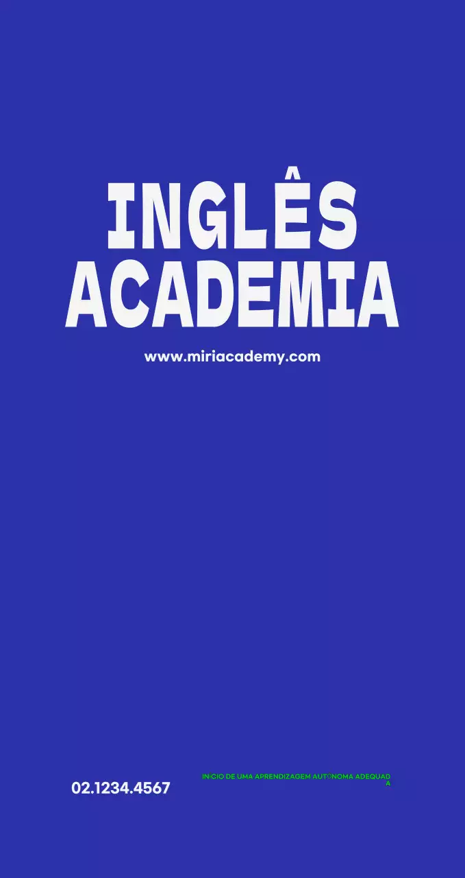 Anúncio de ensino de inglês simples azul