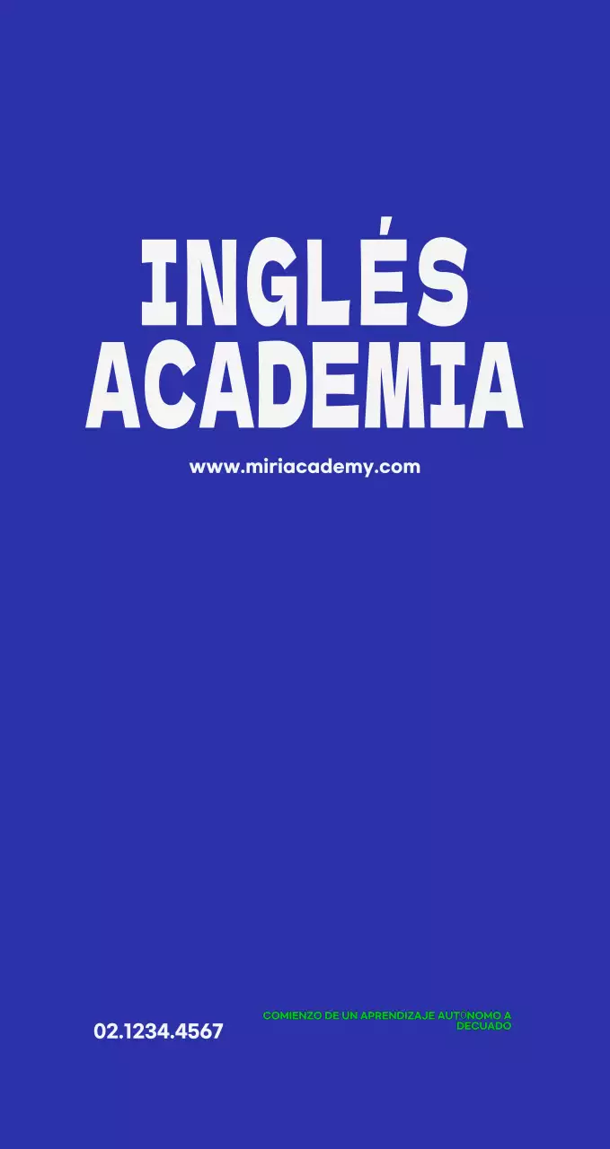 Anuncio azul de enseñanza de inglés sencillo