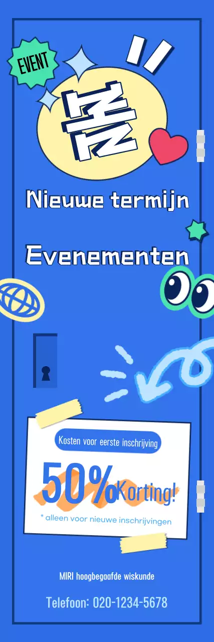 Een terug-naar-school-evenement met blauwe pop promoten