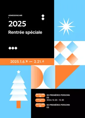 Conférence spéciale sur les admissions avec illustration géométrique bleu clair