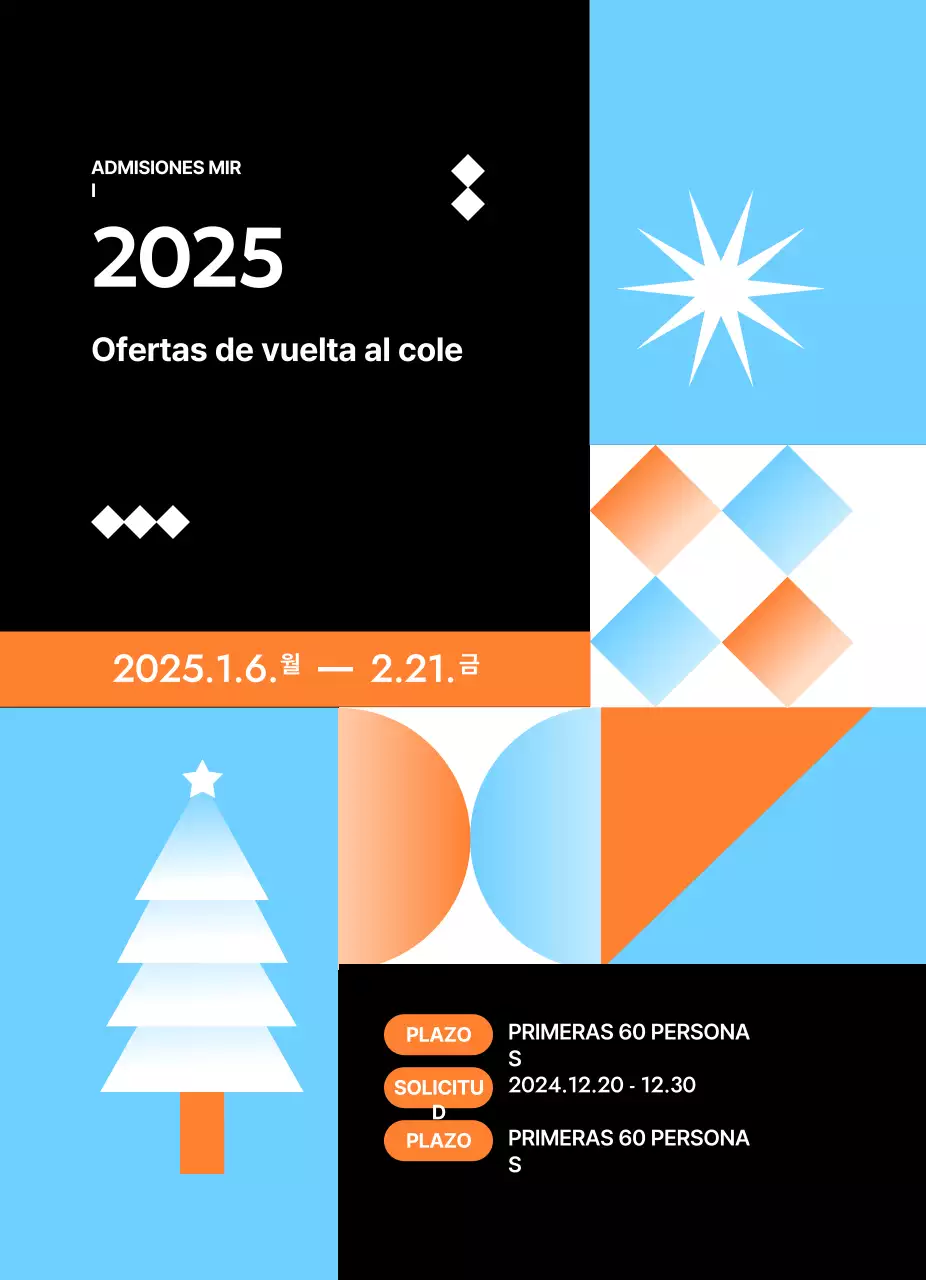 Conferencia especial de admisión con ilustración geométrica azul claro