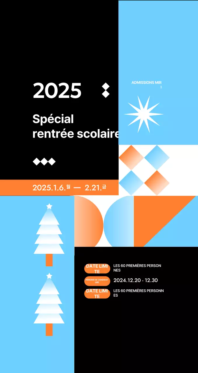 Conférence spéciale sur les admissions avec illustration géométrique bleu clair