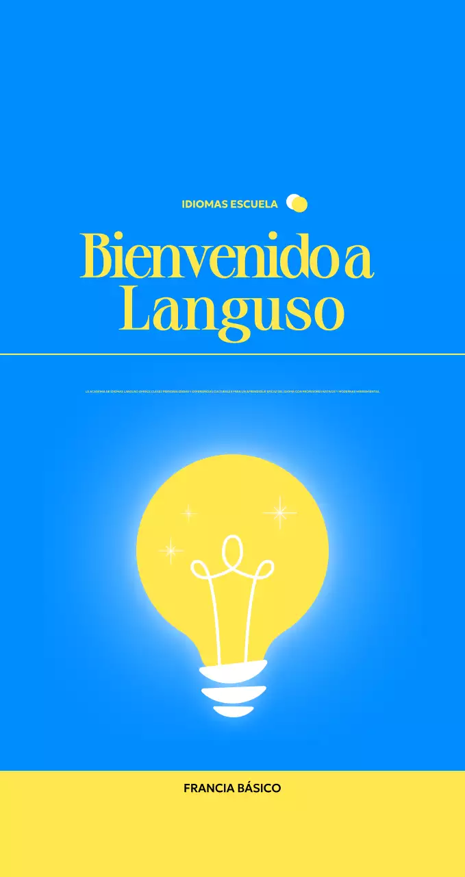 Promocionar una escuela moderna de idiomas extranjeros con ilustraciones de bombillas