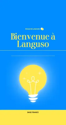 Promouvoir une école de langues étrangères modernes à l'aide d'illustrations d'ampoules électriques