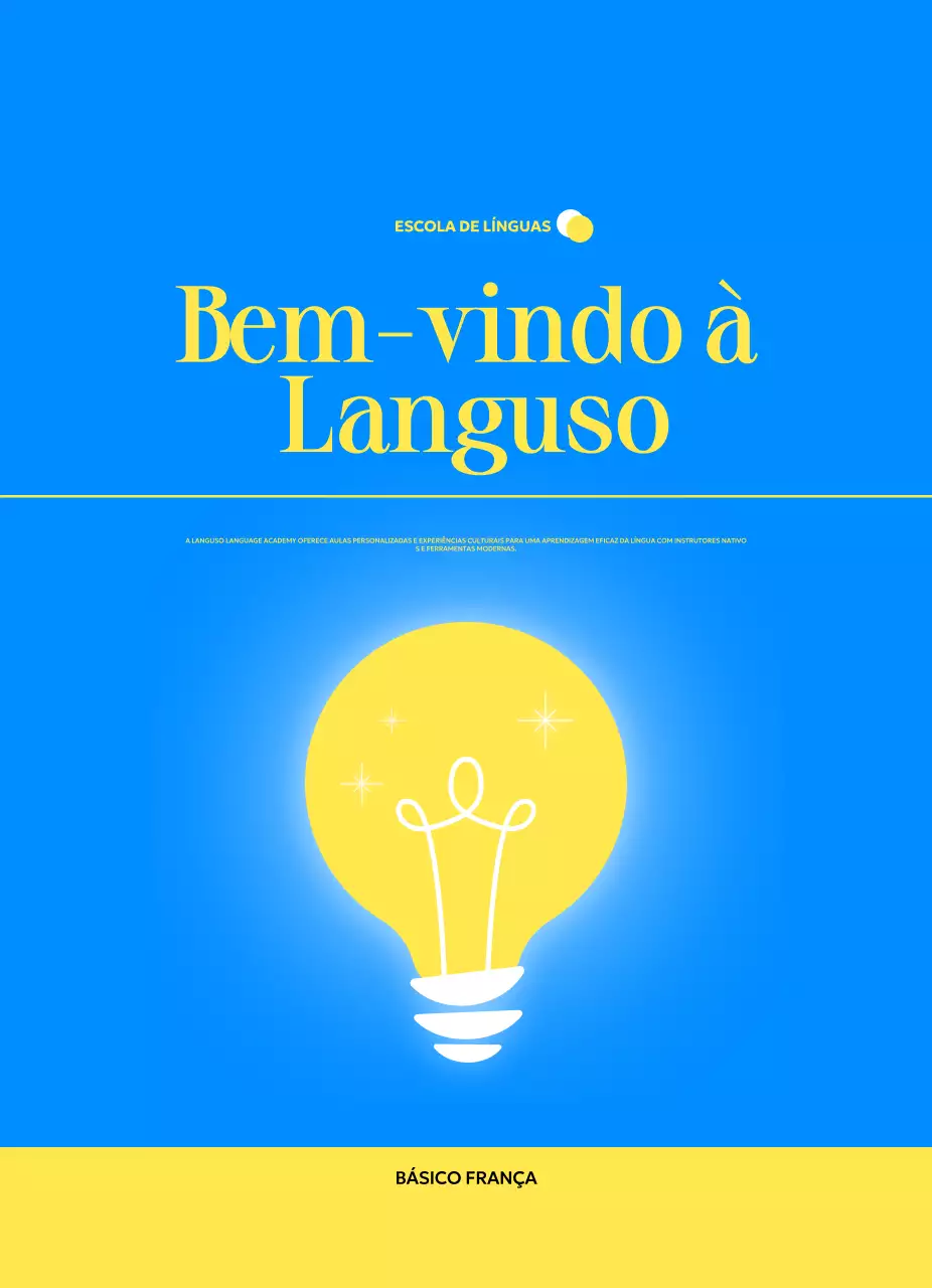 Promover uma escola de línguas estrangeiras moderna com ilustrações de lâmpadas