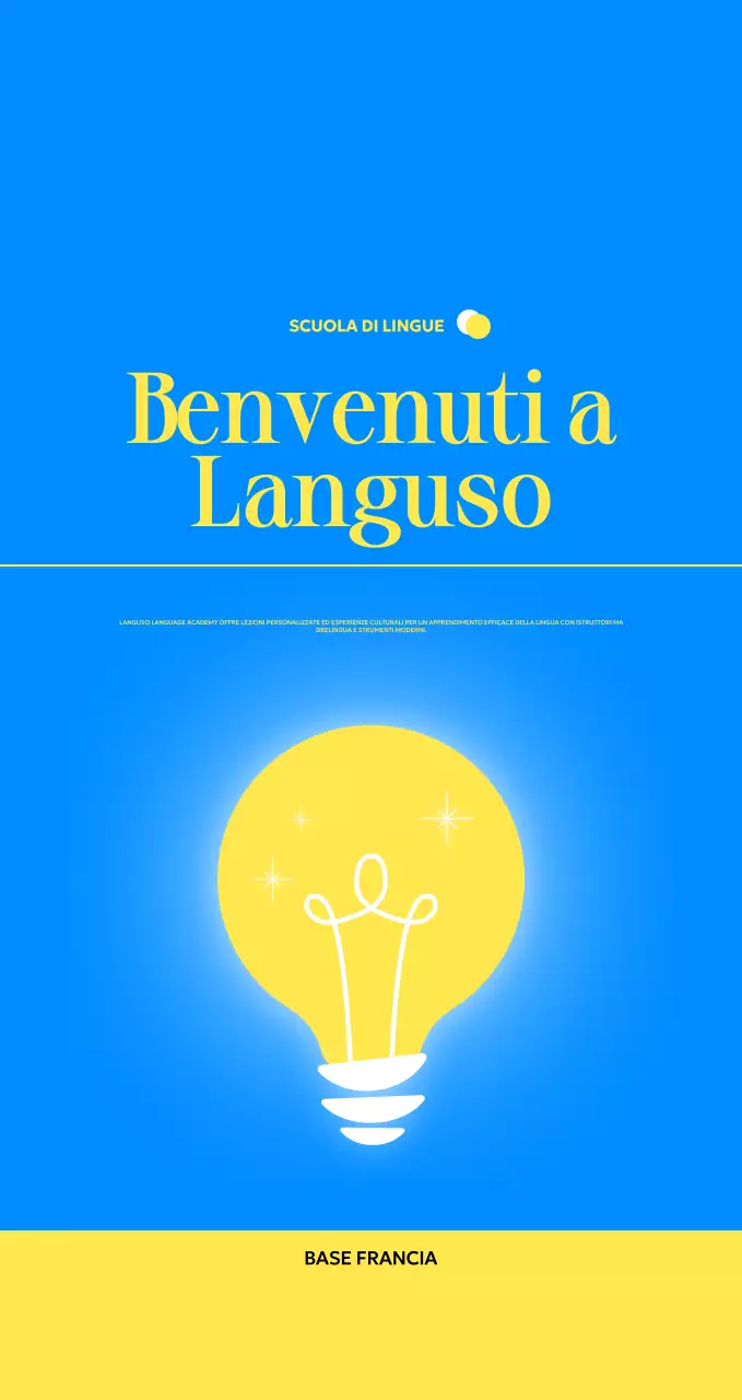 Promuovere una scuola di lingue straniere moderne con illustrazioni di lampadine