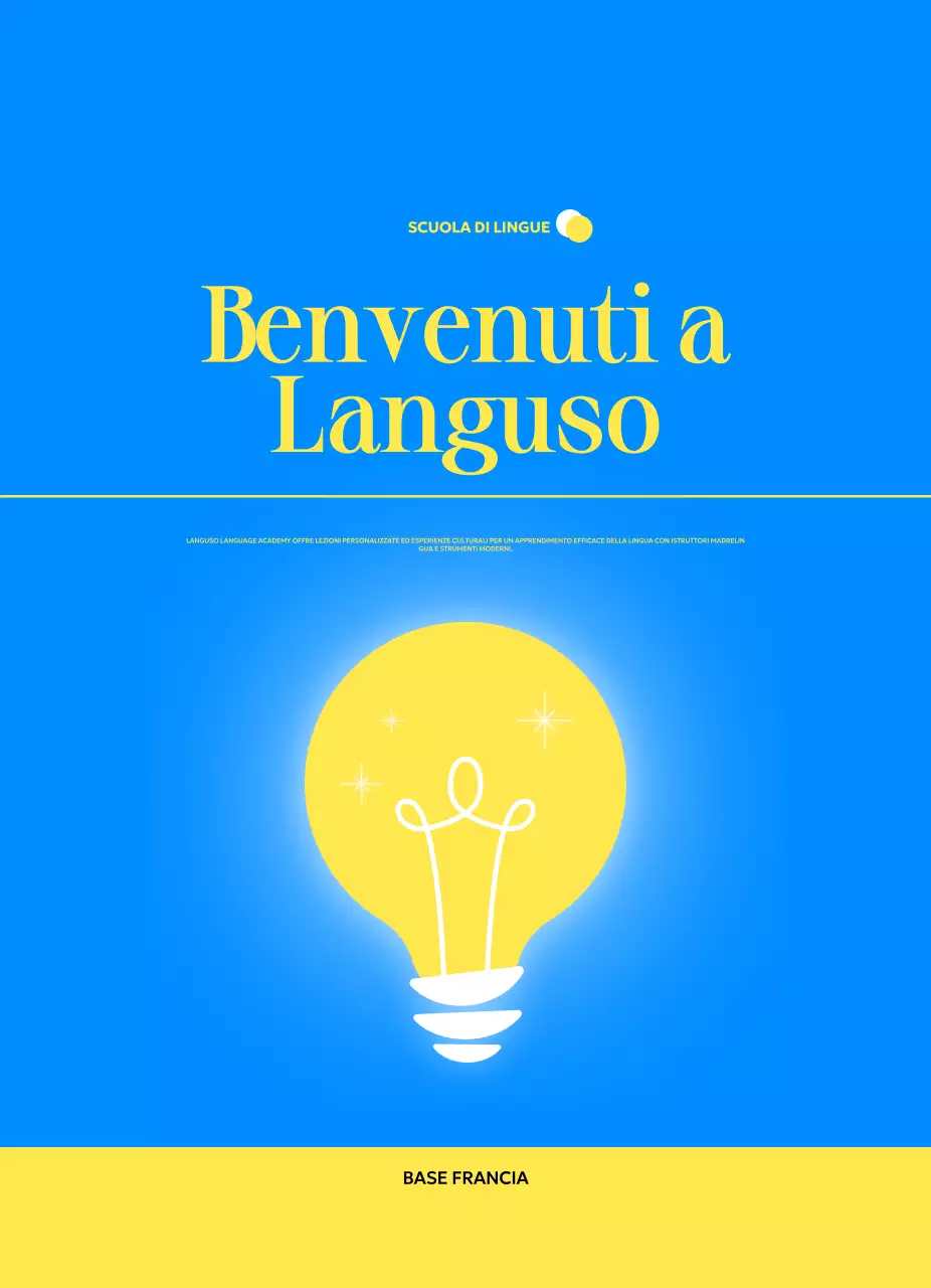 Promuovere una scuola di lingue straniere moderne con illustrazioni di lampadine