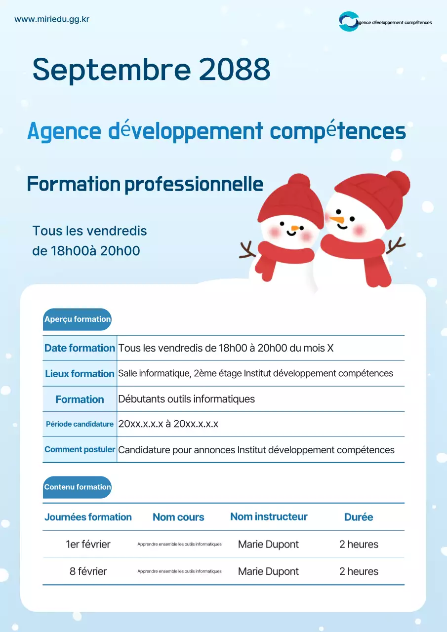 Guide de formation simple bleu clair