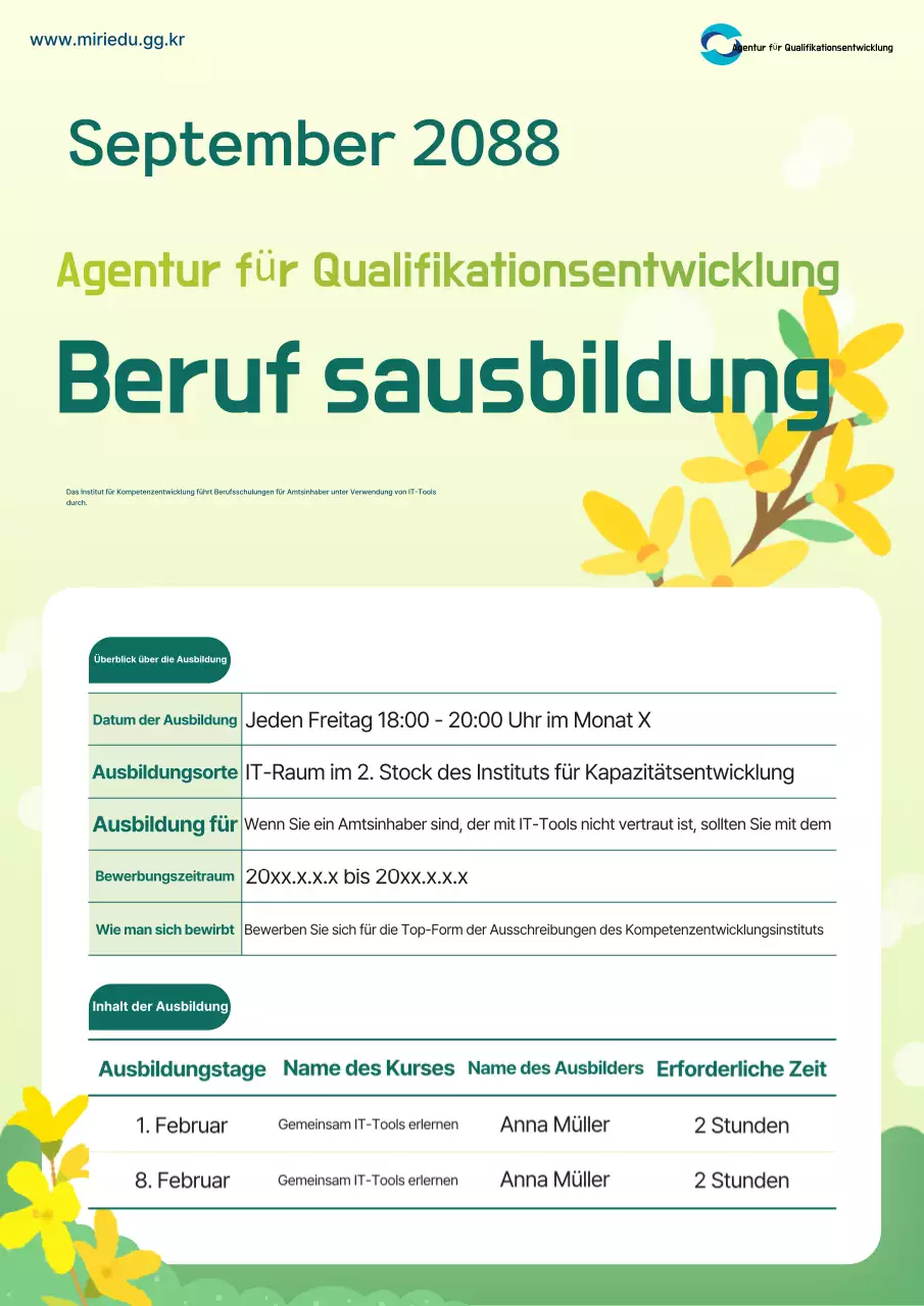 Jährlich stattfindende Fortbildung zum Thema Sauberkeit