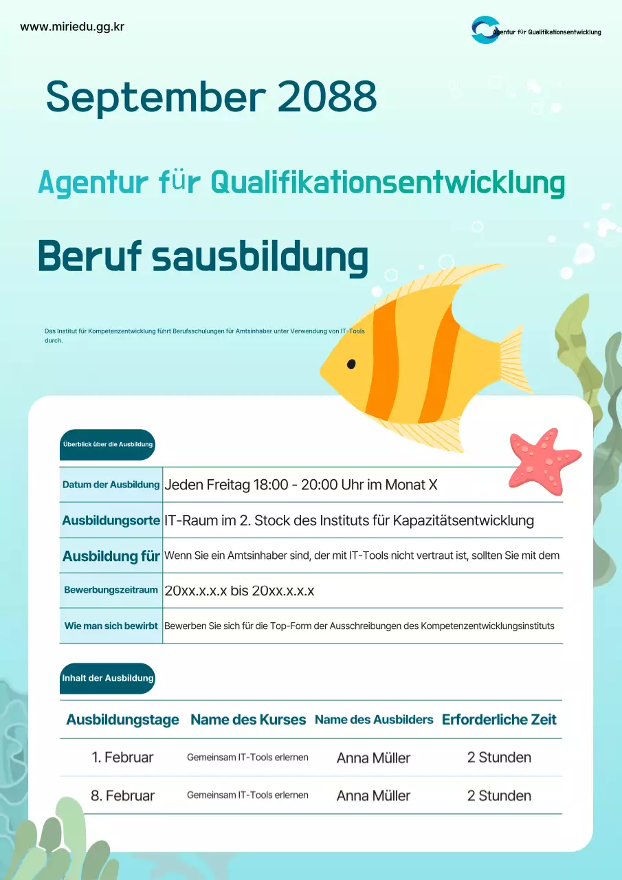 Leitfaden für hellblau aufgeräumtes Schulungsmaterial