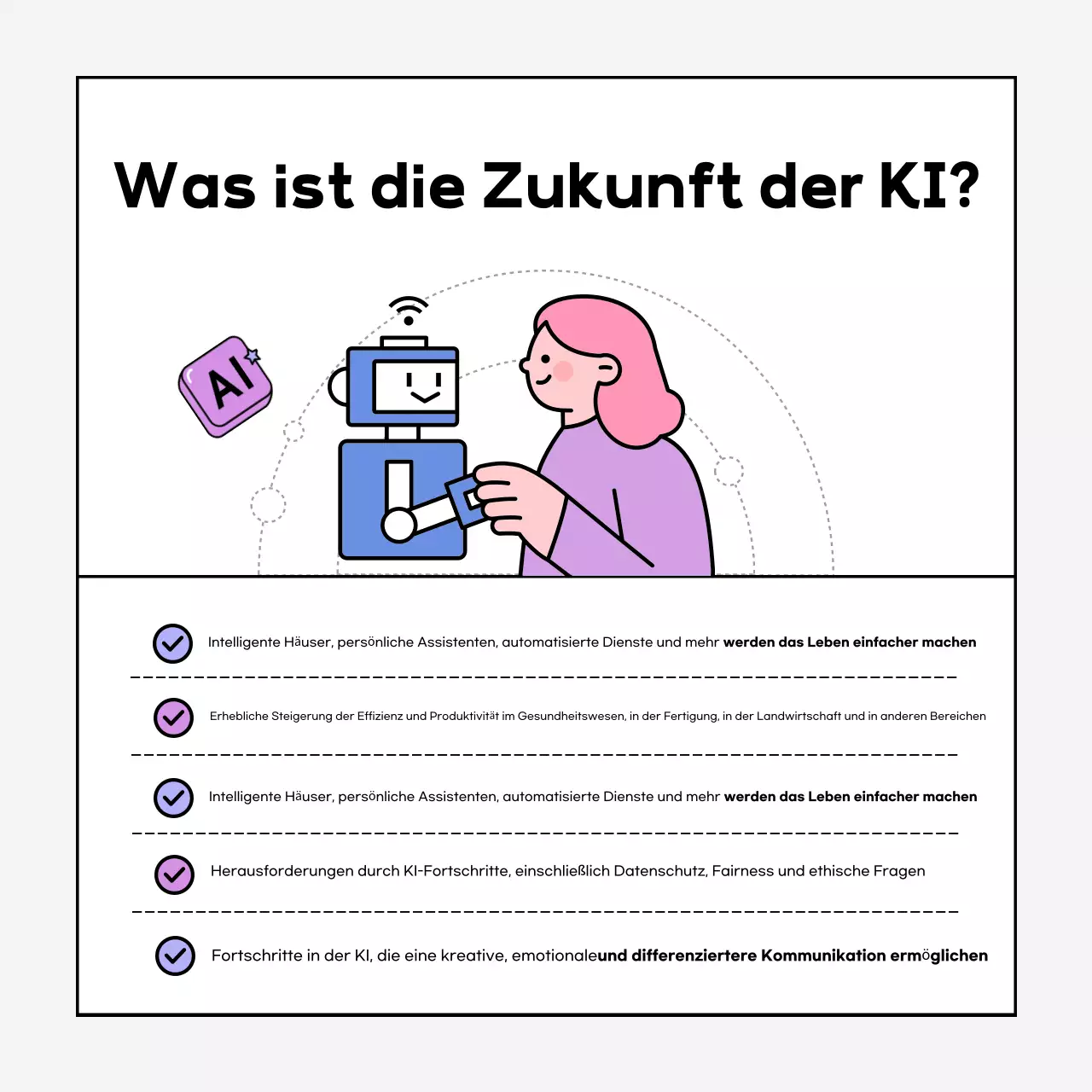 Über die malvenfarbene, moderne AI