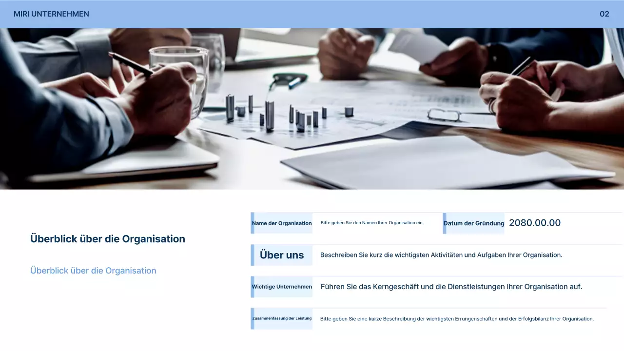 Hellblaues einfaches Antragsformular für Unternehmensbeteiligungen Beschreibung