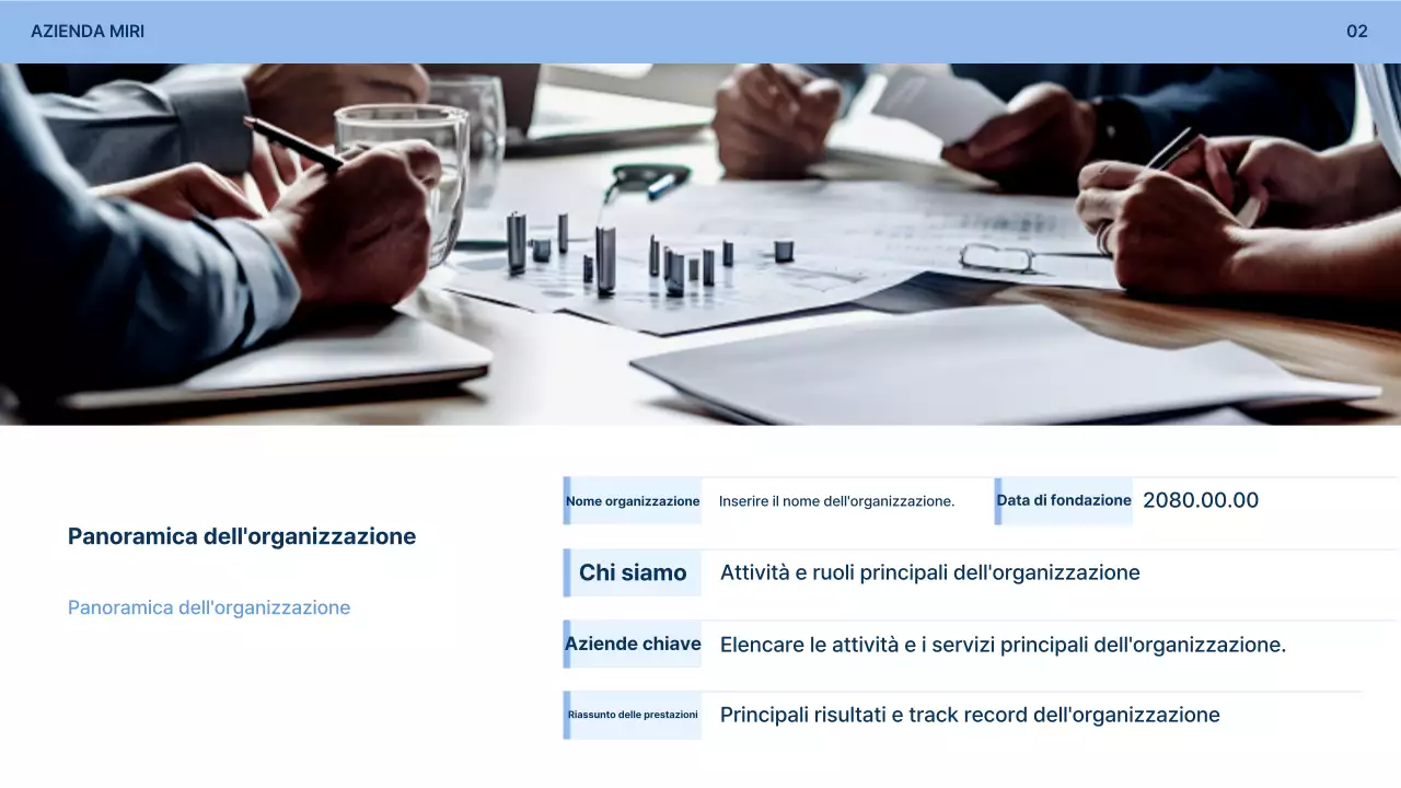 Descrizione del modulo di partecipazione aziendale semplice di colore azzurro